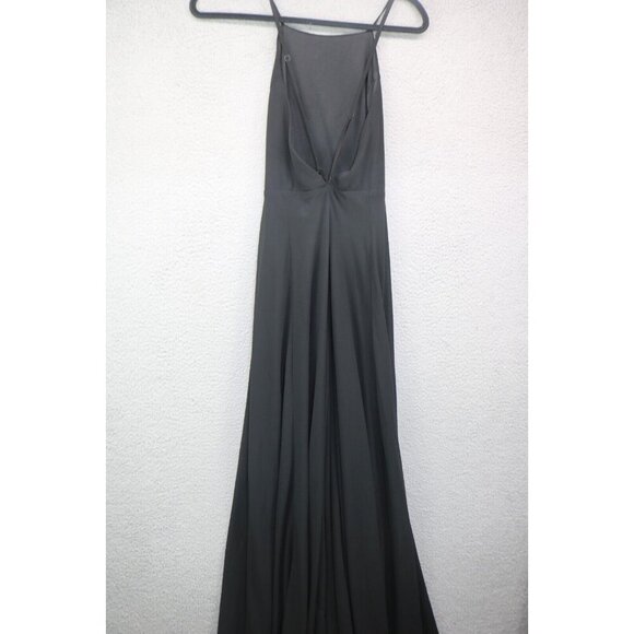 LuLus Halter Black Maxi Dress-Size Medium-Lined-Witchy-Goth - Picture 6 of 8
